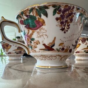 Porcelain Teacup with Floral and Bird Motif
